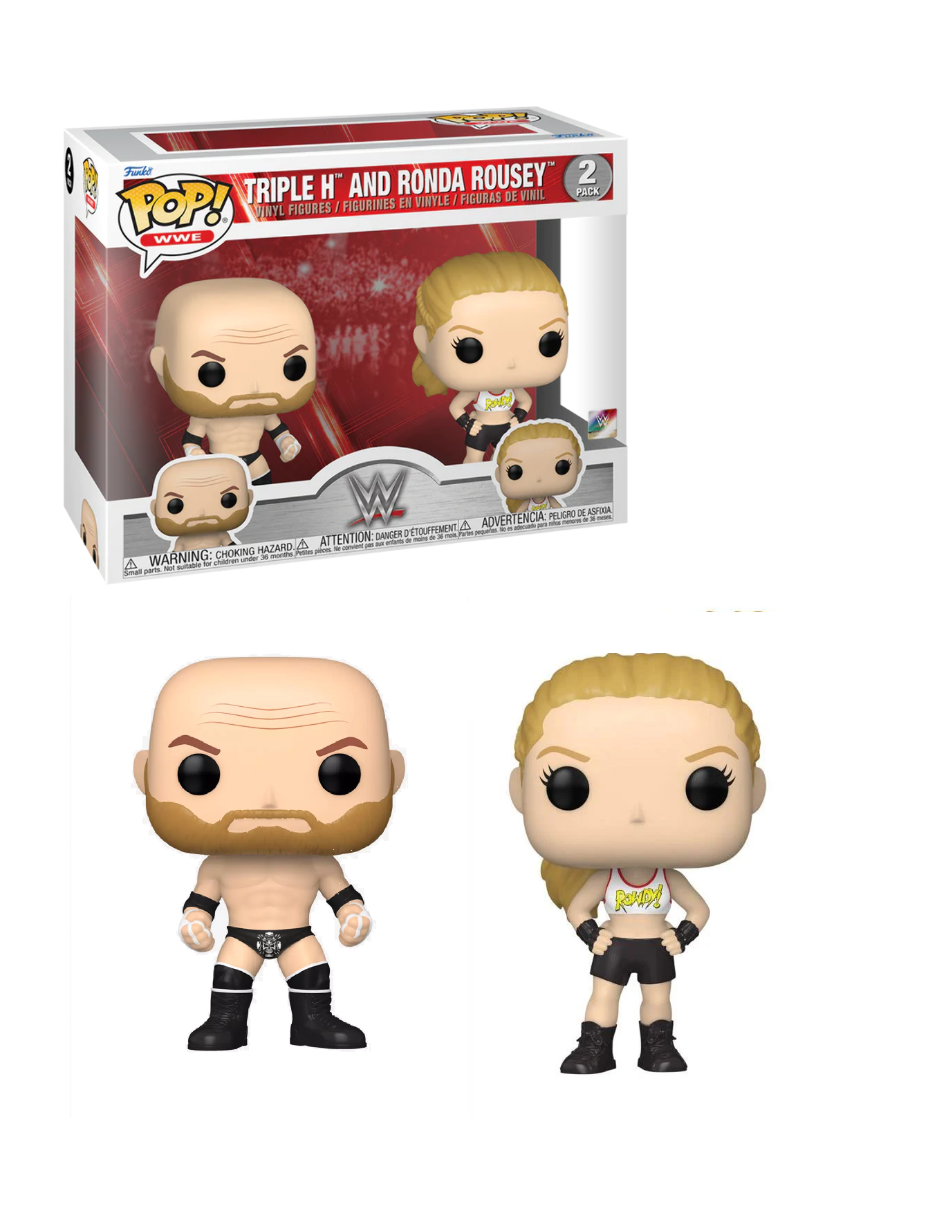 On Hand Triple H and Ronda Rousey 2 Pack Funko Pop!